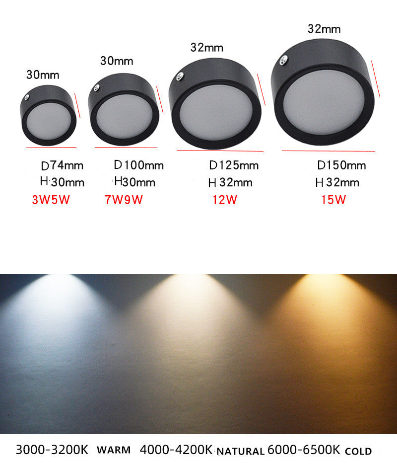 Surface Mounted LED Downlight 7W 9w 12W Ultra Thin Driverless Ceiling Lamps cob led spot lights 220V Ceiling Fixtures Lighting