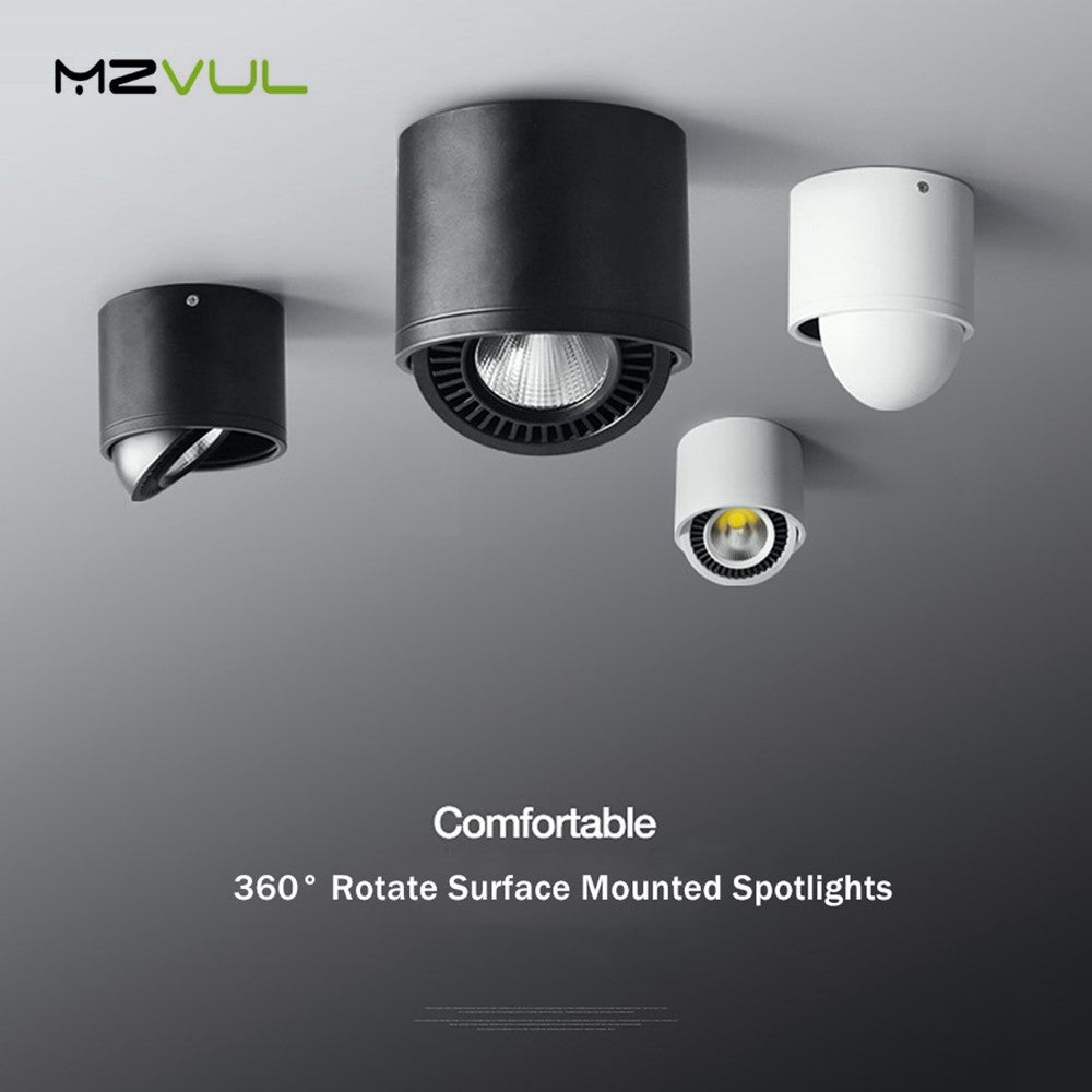 Surface mounted LED Downlight Dimmable Led COB Ceiling Spot light 5W 7W 9W 15W 360 degree rotating 110/220V Warm White/ white