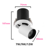 NEW LED Aluminum Recessed Rotating Downlight 7W/9W/12W/15W/12W/25W Chip COB Spot Light Ceiling Lamp AC85-265V Indoor Lighting