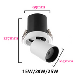 NEW LED Aluminum Recessed Rotating Downlight 7W/9W/12W/15W/12W/25W Chip COB Spot Light Ceiling Lamp AC85-265V Indoor Lighting