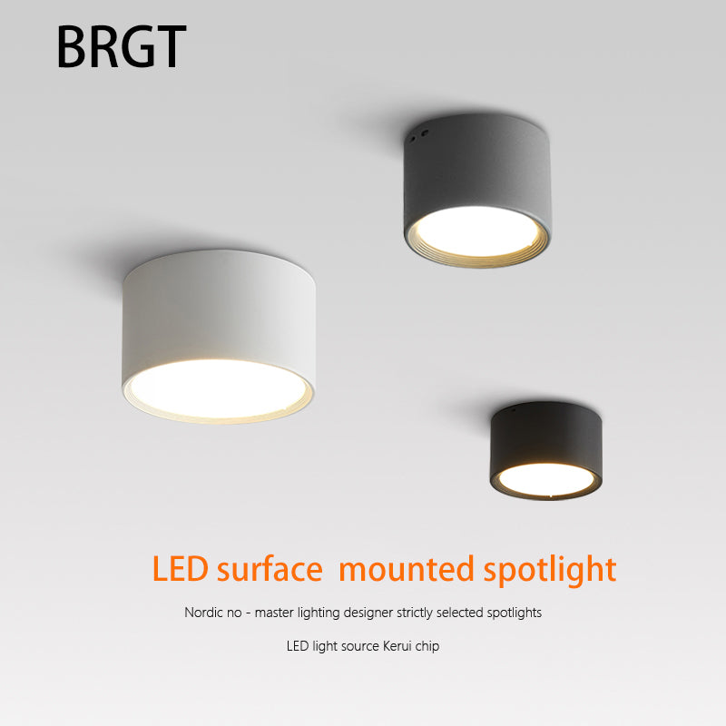BRGT LED Surface Mounted Downlight 5W 7W 9W 12W SMD Ceiling Lamp Round Spot Lights AC85-265V Focos For Home Shop Indoor Lighting