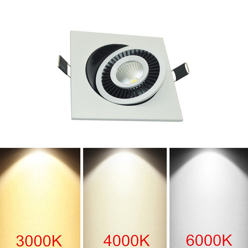 Square 360 Angle Adjustable LED COB Recessed Downlight Black/White 5W 7W 10W 12W 15W LED Ceiling Spot Light Pic Background