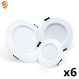 LED Downlight 3W 5W 7W 9W 12W 15W Round 6pcs/lot Recessed Lamp AC220V Down Light Home Decor Bedroom Kitchen Indoor Spot Lighting