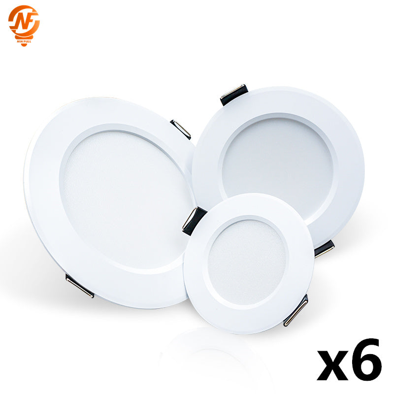 LED Downlight 3W 5W 7W 9W 12W 15W Round 6pcs/lot Recessed Lamp AC220V Down Light Home Decor Bedroom Kitchen Indoor Spot Lighting