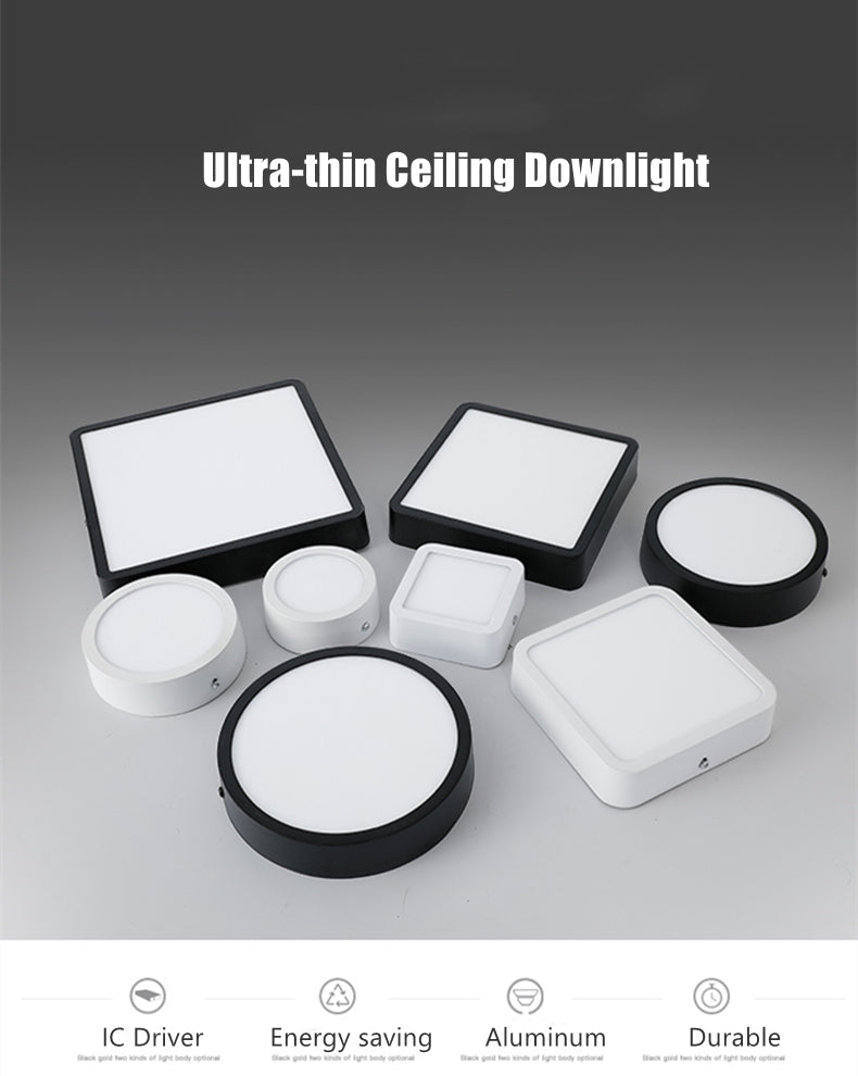 Round Square Panels Light Surface Mounted LED Ceiling Downlight Aisle Corridor Porch Ceiling lamp 6W 9W 12W 18W 24W