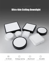 Round Square Panels Light Surface Mounted LED Ceiling Downlight Aisle Corridor Porch Ceiling lamp 6W 9W 12W 18W 24W