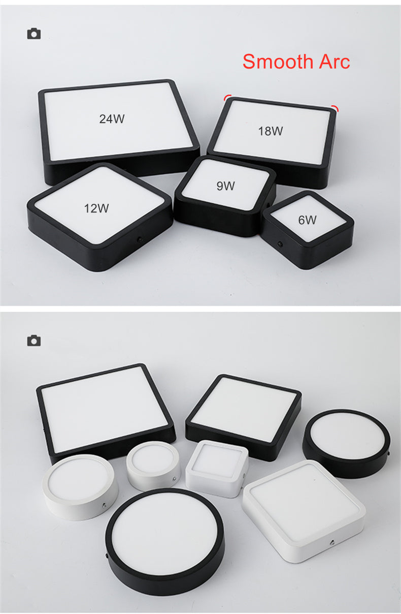 Round Square Panels Light Surface Mounted LED Ceiling Downlight Aisle Corridor Porch Ceiling lamp 6W 9W 12W 18W 24W