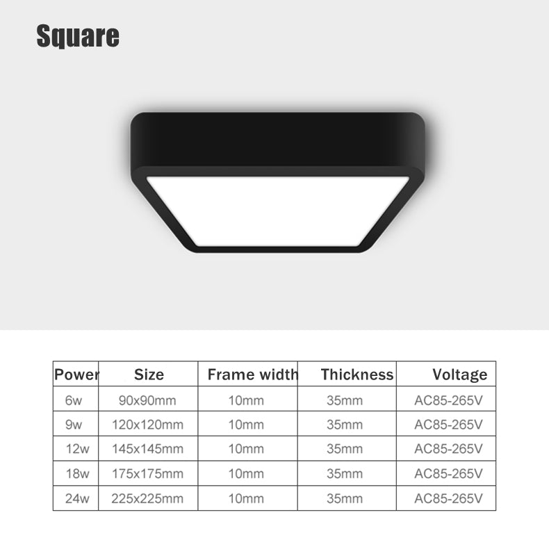 Round Square Panels Light Surface Mounted LED Ceiling Downlight Aisle Corridor Porch Ceiling lamp 6W 9W 12W 18W 24W