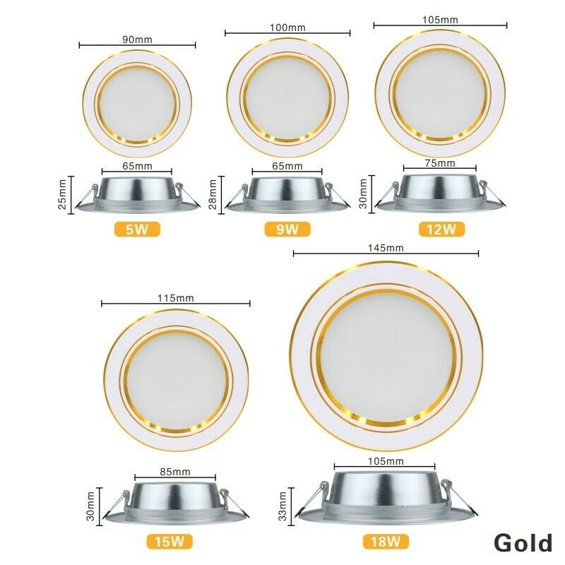 AC 220V LED Downlight 5W 9W 12W 15W 18W Recessed Round LED Ceiling Lamp AC 230V 240V Indoor Lighting Warm White Cold White