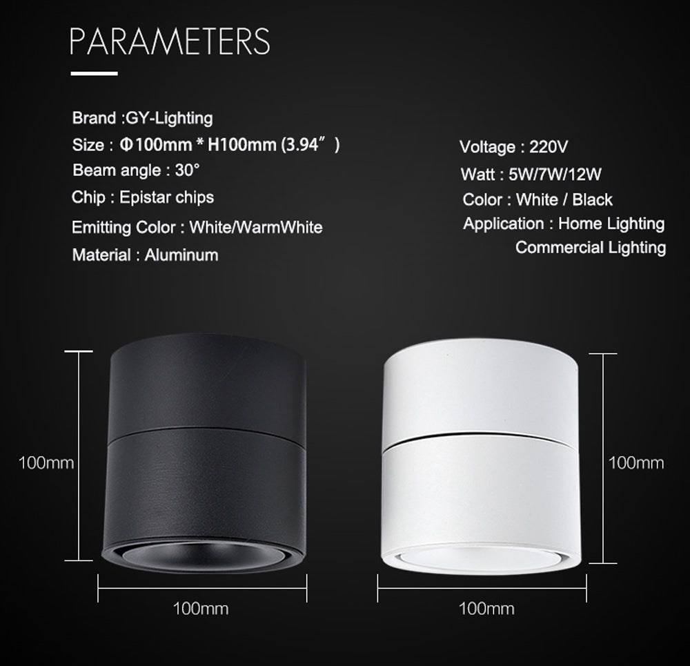 Surface Mounted Mini Embedded COB LED Downlights 5W 7W 360 degree rotation LED Ceiling Lamp Spot Light Downlight AC85-265V