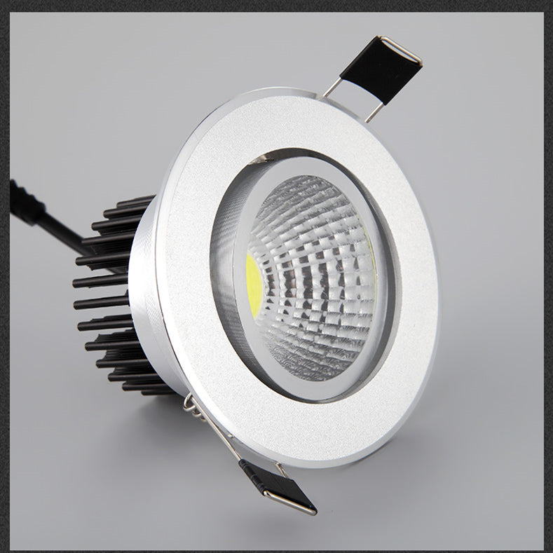 Silver Round Dimmable Recessed LED COB Downlight 3W/5W/7W/12W/15W Recessed LED Ceiling Spot Light 3000K 4000K 6000K AC90-265V