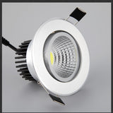 Silver Round Dimmable Recessed LED COB Downlight 3W/5W/7W/12W/15W Recessed LED Ceiling Spot Light 3000K 4000K 6000K AC90-265V