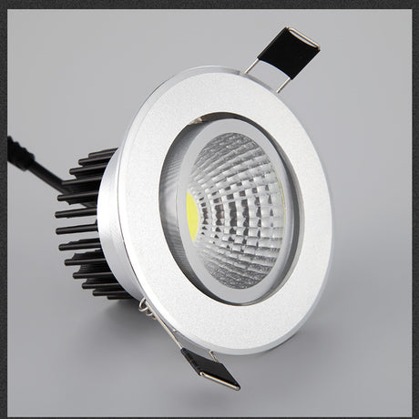 Silver Round Dimmable Recessed LED COB Downlight 3W/5W/7W/12W/15W Recessed LED Ceiling Spot Light 3000K 4000K 6000K AC90-265V