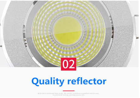 Silver Round Dimmable Recessed LED COB Downlight 3W/5W/7W/12W/15W Recessed LED Ceiling Spot Light 3000K 4000K 6000K AC90-265V