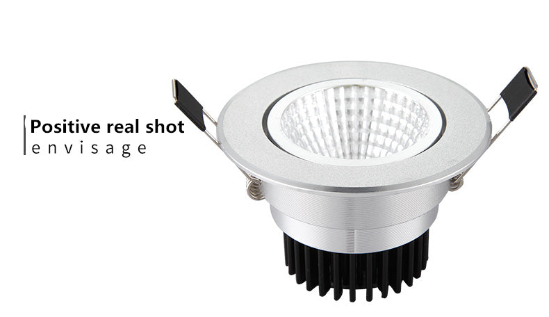 Silver Round Dimmable Recessed LED COB Downlight 3W/5W/7W/12W/15W Recessed LED Ceiling Spot Light 3000K 4000K 6000K AC90-265V