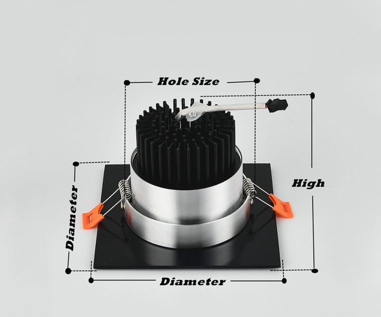 Square Recessed Dimmable COB LED Downlights 7W 9W 12W 18W 24W LED Ceiling Spot Lights 110-240V LED Ceiling Lamps Indoor Lighting