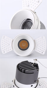 Honeycomb Nest Anti Glare Lens COB Recessed Downlight 15W Dimmable 110V 220V Round LED Ceiling Spot Light 24° Pic Background