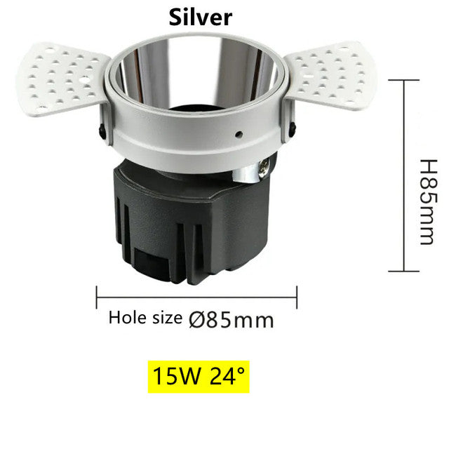 Honeycomb Nest Anti Glare Lens COB Recessed Downlight 15W Dimmable 110V 220V Round LED Ceiling Spot Light 24° Pic Background