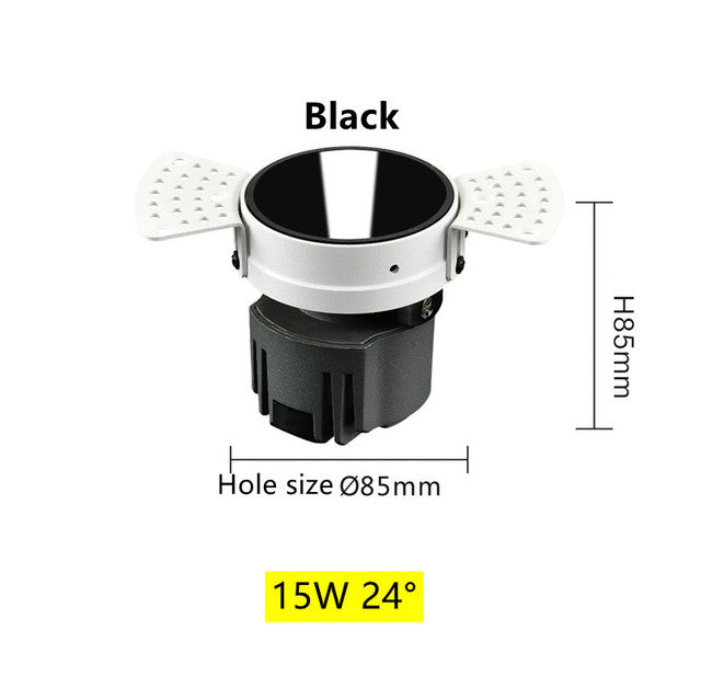 Honeycomb Nest Anti Glare Lens COB Recessed Downlight 15W Dimmable 110V 220V Round LED Ceiling Spot Light 24° Pic Background