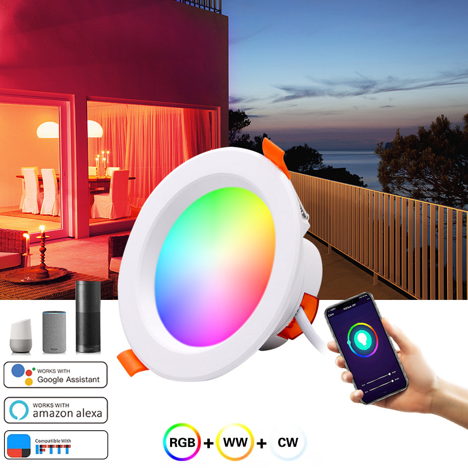 Smart Wifi Led Downlight Tuya 5W 7W 9W 15W Smart Life APP Control RGB+Warm White+Cold White Recessed Ceiling Lamp Spot Light