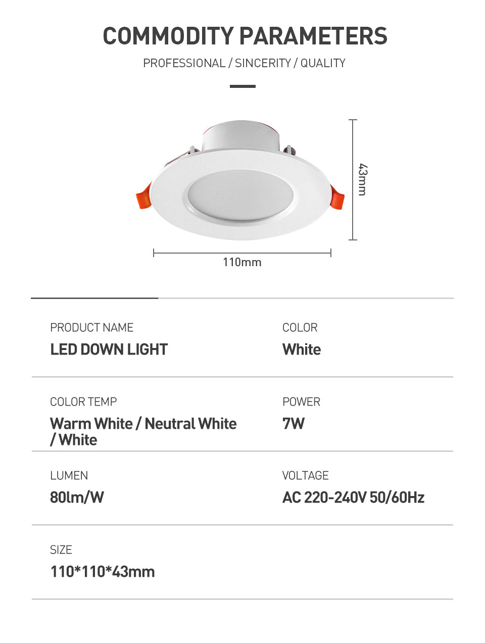 LED Downlight Recessed Round LED Ceiling Lamp 7W High Brightness 5PCS Warm White Cold White Day White AC220-240V No Need Driver