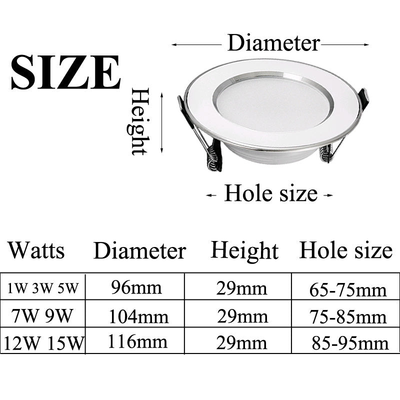 LED Downlight Round LED SMD Chip 3w 5w 7w 9w 12w 15w AC220 230V Recessed 10Pack LED Lamp Spot Light indoor light LED Bulb