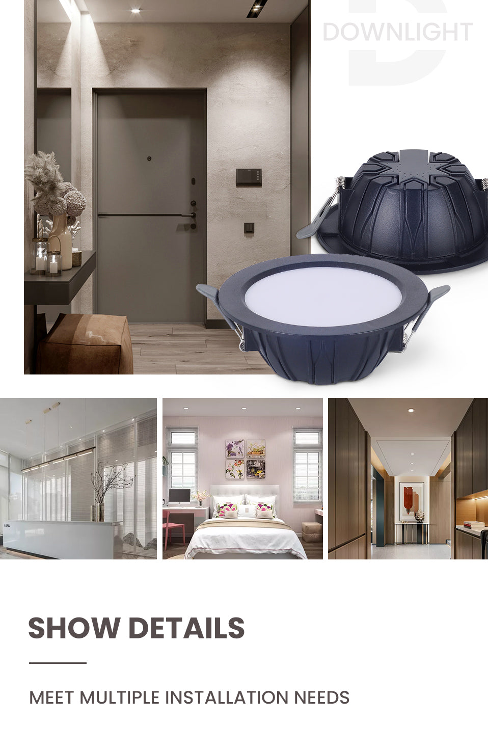 Integrated Die-casting LED Down Light LED Downlight AC85-265V 5w/7w/9w/12w/20w Spot Lightings Ceiling Panel Downlights Indoor