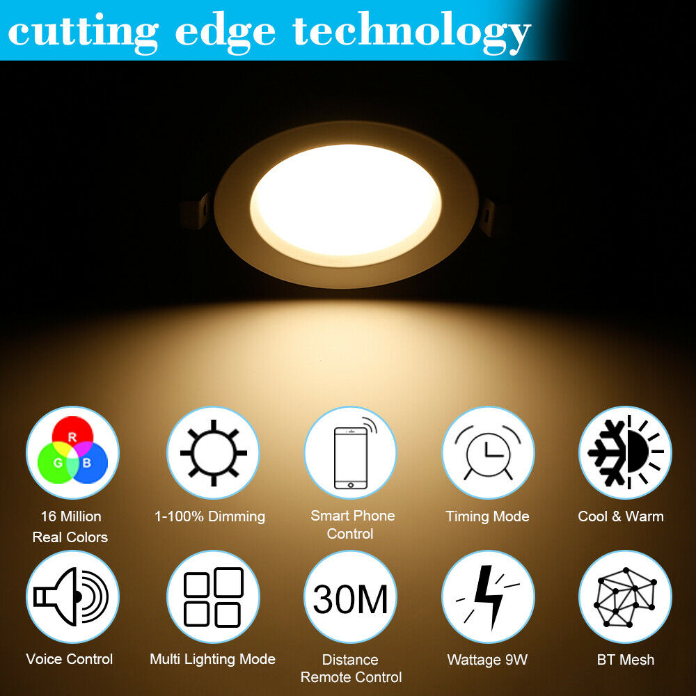 Smart Bluetooth-compatible APP LED Downlight RGB/WW/CW Ceiling Round Lamp 5W 9W 16 Color Changing Spot Light Indoor Lighting