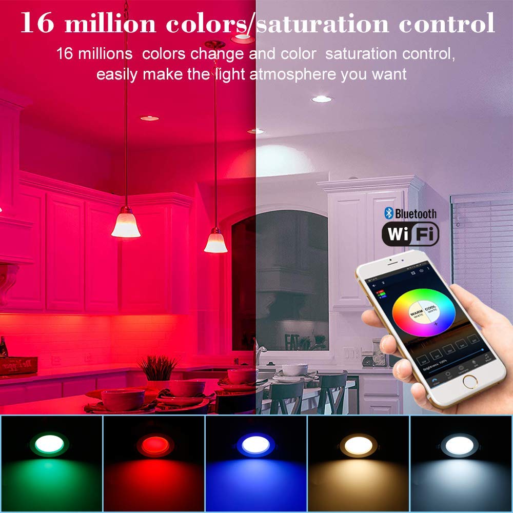 Smart Bluetooth-compatible APP LED Downlight RGB/WW/CW Ceiling Round Lamp 5W 9W 16 Color Changing Spot Light Indoor Lighting