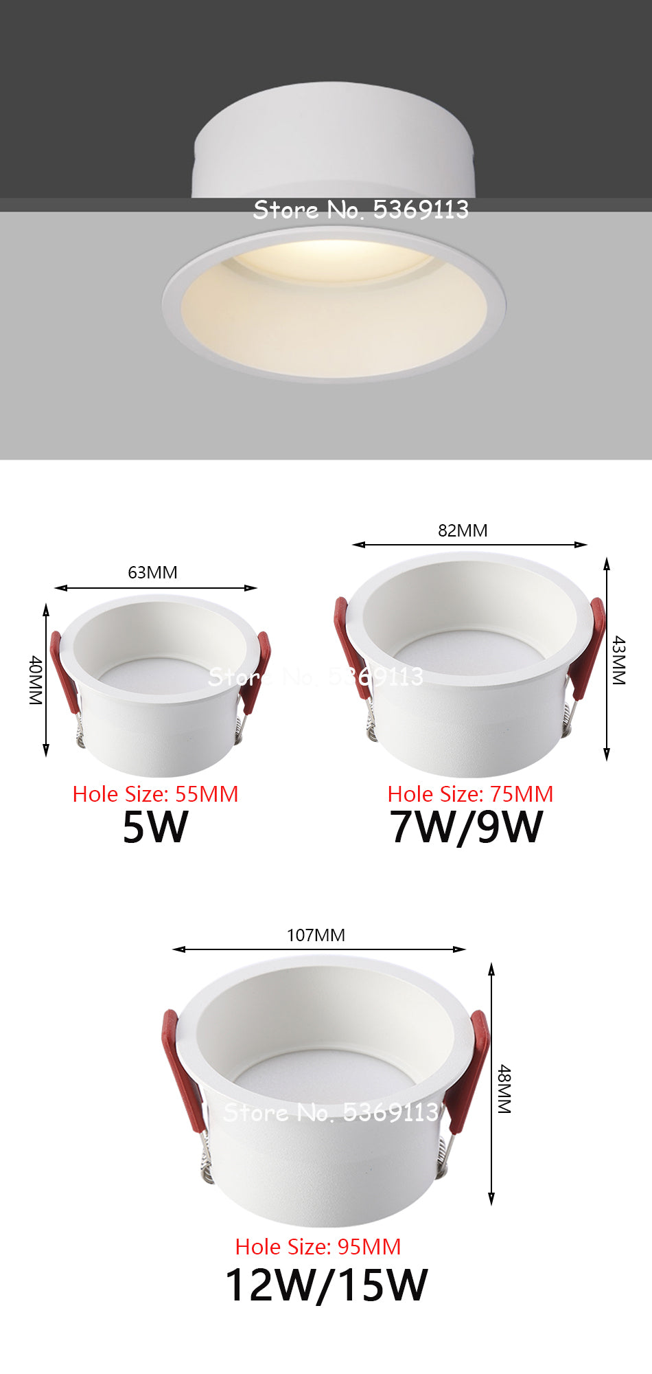 Anti-corrosion Dimmable LED Downlight Anti-Glare Led Ceiling Lamp LED Spot Lighting Bedroom Kitchen Led Recessed Downlight