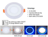 LED Downlight Round 6W 9W 16W 24W 3 Model LED Lamp Double Color Panel Light two Color Ceiling Recessed Lights Indoor Lighting