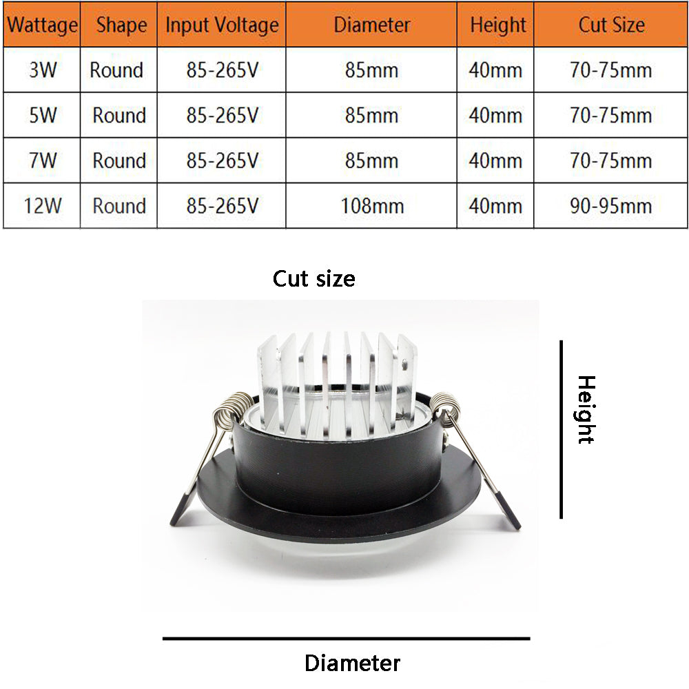 New arrivel LED Dimmable Led downlight lamp COB 3w 5w 7w 12w Spot light AC110/220V 85-265V ceiling recessed Light Indoor Lighting
