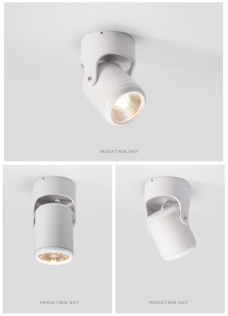 Dimmable rotating LED downlight surface mounted adjustment COB ac85-265V 5W7W10W12W15W LED ceiling spotlight