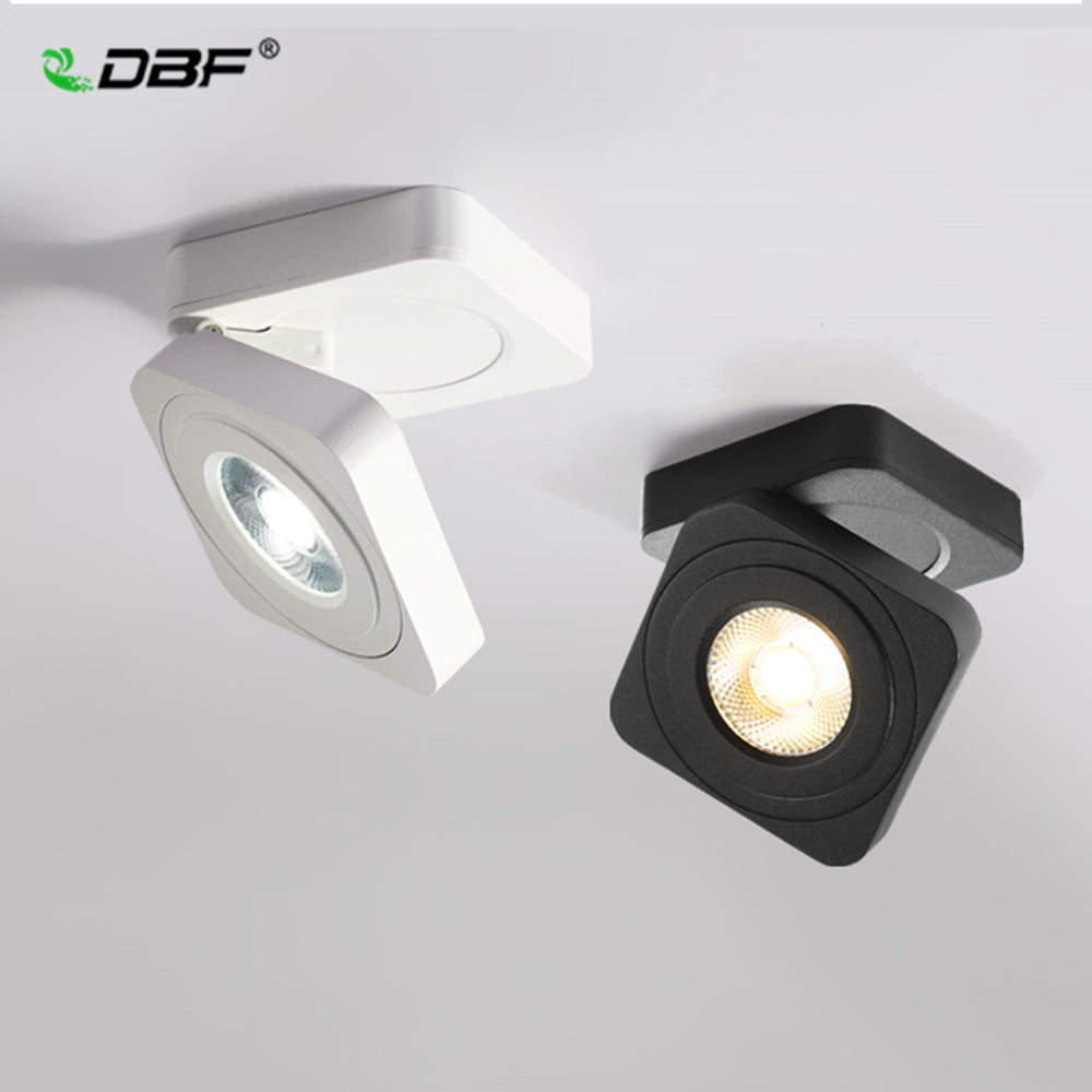 DBF Foldable LED Surface Mounted Downlight 5W 7W 10W Ultra-thin Square 360 Degree Rotatable 3000K/4000K/6000K Ceiling Spot Light