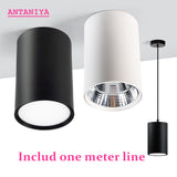 Dimmable LED Downlight Surface Mounted Ceiling Lamp with Wire Hanging 7W 9W 12W 15W 18W AC85-265V Ceiling Spot Light Home decoration