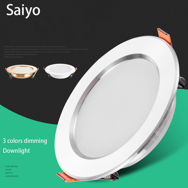 Saiyo LED Downlight 10pcs/lot Three Colors Dimming 5W 7W Recessed Gold White Silver Ceiling Lamp Aluminum Indoor Lighting