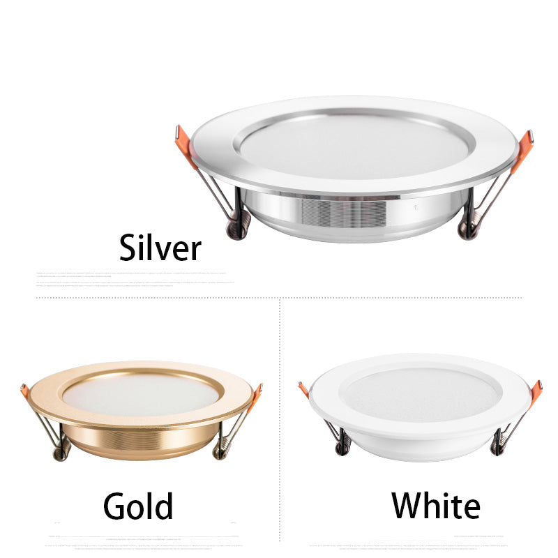 Saiyo LED Downlight 10pcs/lot Three Colors Dimming 5W 7W Recessed Gold White Silver Ceiling Lamp Aluminum Indoor Lighting