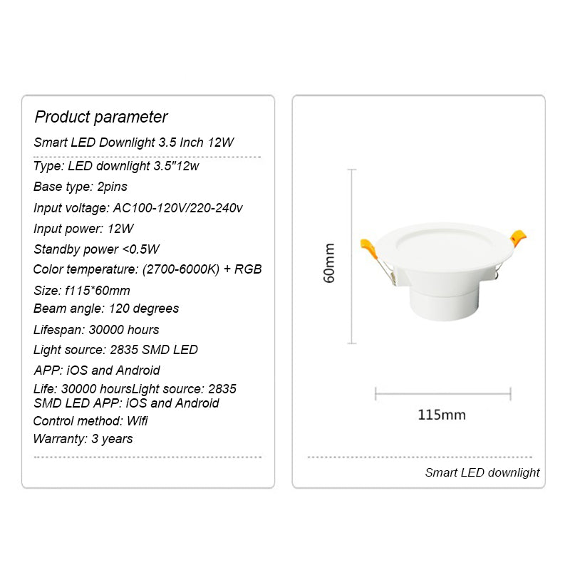 EWeLink WiFi Smart LED Downlight Dimming Round Spot Light 12W RGB Color Changing 2700K-6500K Warm Cool Light Alexa Google Home