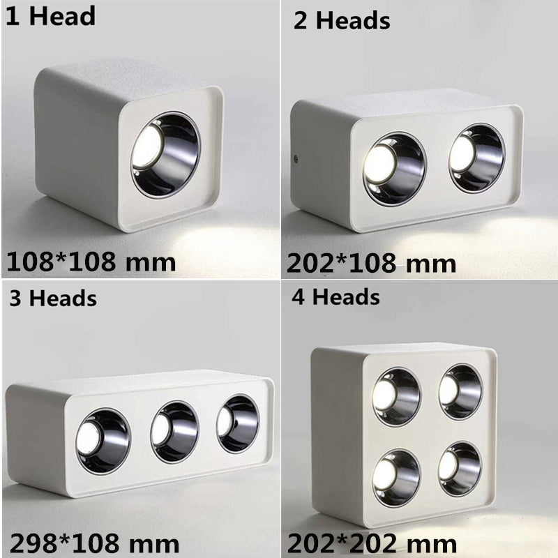 Ceiling Light 1/2/3/4 Head 12w Square Surface Mounted Downlight Anti-glare Living Room Bedroom Indoor Lighting Household Lamp