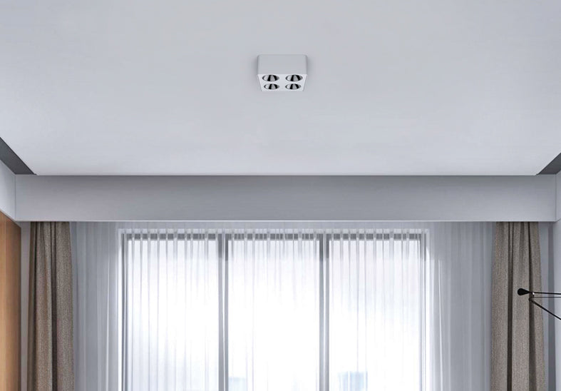 Ceiling Light 1/2/3/4 Head 12w Square Surface Mounted Downlight Anti-glare Living Room Bedroom Indoor Lighting Household Lamp