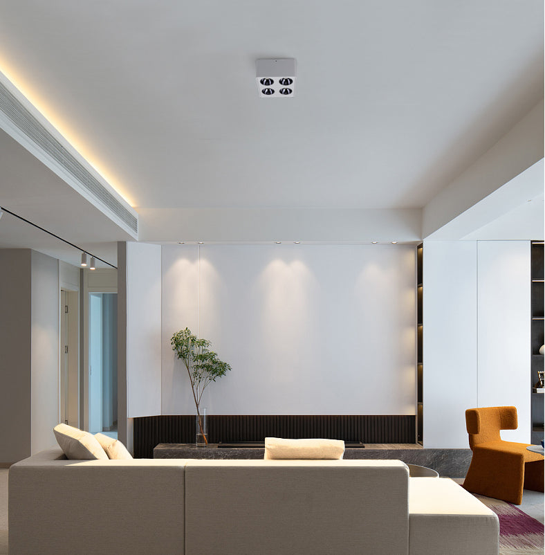 Ceiling Light 1/2/3/4 Head 12w Square Surface Mounted Downlight Anti-glare Living Room Bedroom Indoor Lighting Household Lamp