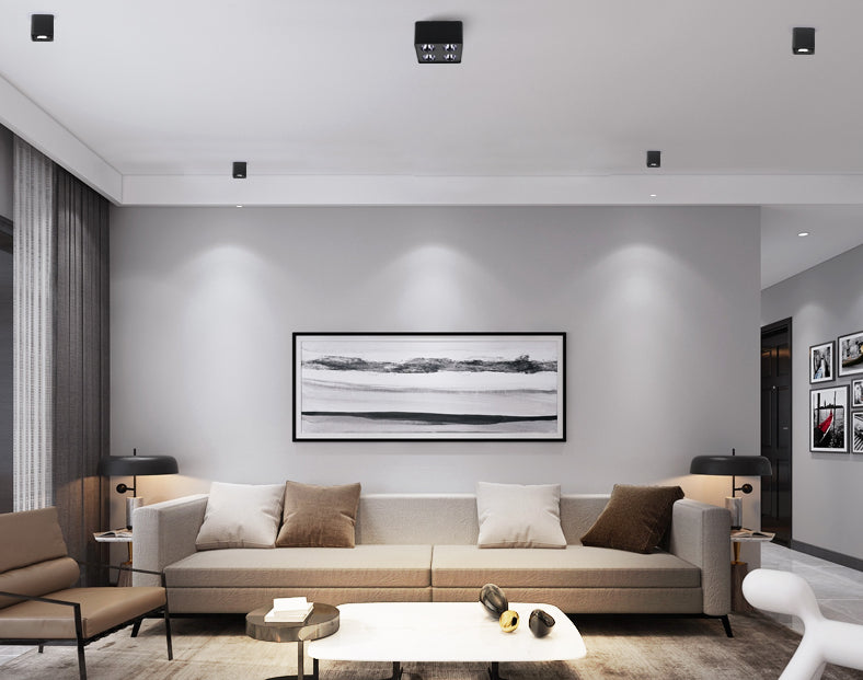 Ceiling Light 1/2/3/4 Head 12w Square Surface Mounted Downlight Anti-glare Living Room Bedroom Indoor Lighting Household Lamp