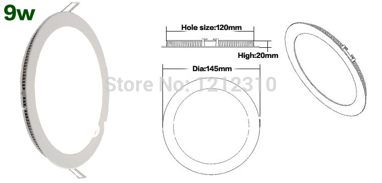 NEW Hot Ultra Thin Design 3W 4W 6W 9W 12W 15W 25W LED Surface Ceiling Recessed Grid Downlight / Round Panel Light