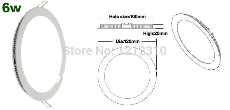 NEW Hot Ultra Thin Design 3W 4W 6W 9W 12W 15W 25W LED Surface Ceiling Recessed Grid Downlight / Round Panel Light