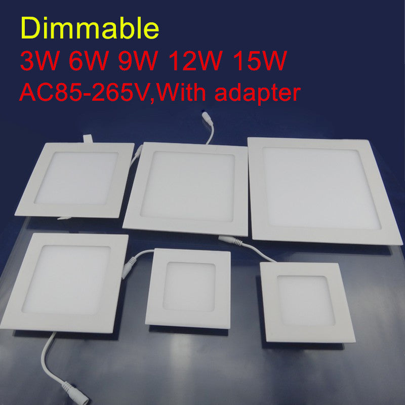 Dimmable LED Downlight 3W 4W 6W 9W 12W 15W 25W Square Ultrathin SMD 2835 Ceiling Panel Lights AC85-265V