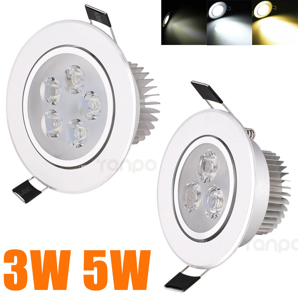 LED Recessed Ceiling Down Light Panel Lamp 3W 5W Cool Warm White 220V 110V with Driver Downlight Spotlight for Home Office Hotel