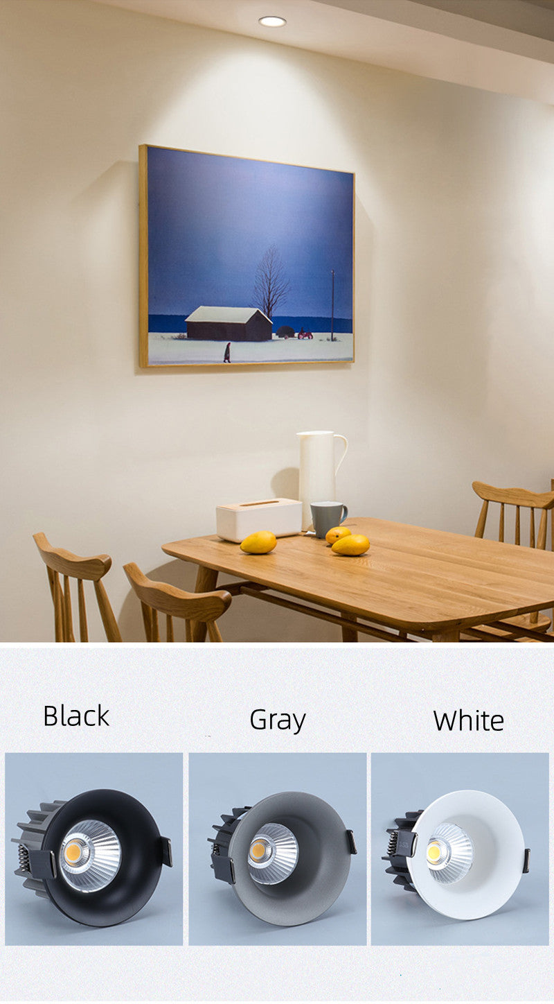 Anti-glare Dimmable Led Downlights COB Ceiling Spot Light 10W 12W 15W 18W AC90-265V Recessed Narrow Border Indoor Lighting