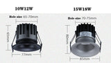 Anti-glare Dimmable Led Downlights COB Ceiling Spot Light 10W 12W 15W 18W AC90-265V Recessed Narrow Border Indoor Lighting