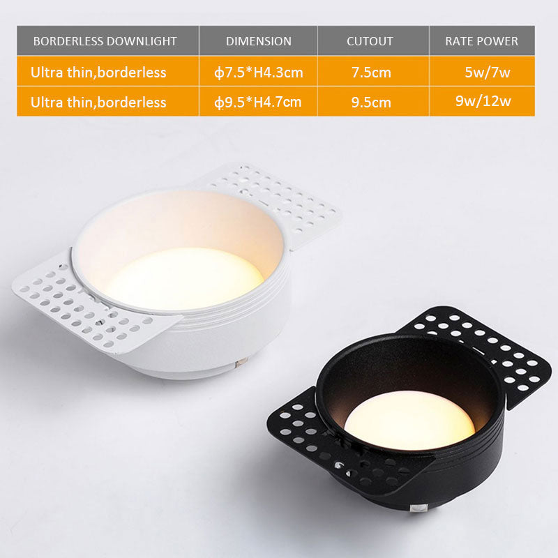 AC220V Recessed Anti Glare LED Downlights 7W 9W 12W Frameless LED Ceiling Spot Lights Background Lamps Bedroom Indoor Lighting