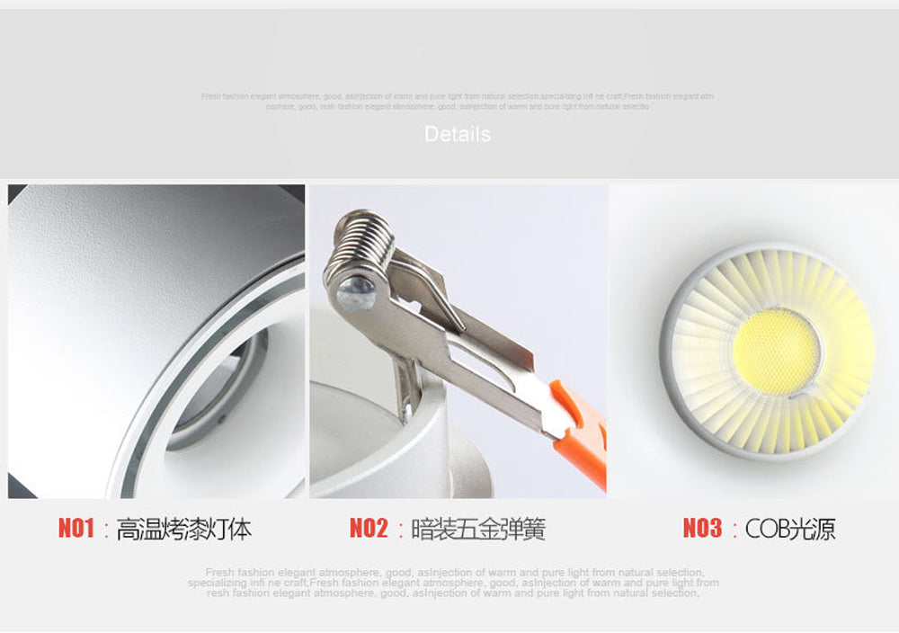 LED Downlight Mini Embedded Recessed Ceiling lamp 5W 7W 10W 360 degree rotation LED Ceiling Lamp Spot Light Downlight AC85-265V